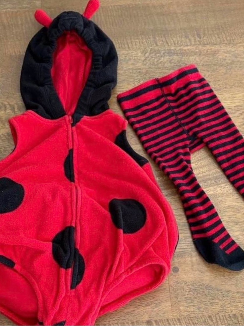 Carter’s Baby Red & Black Ladybug One-Piece Halloween Costumewith Striped Tights